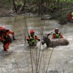 Vigili del fuoco impegnati nel recupero da questa mattina