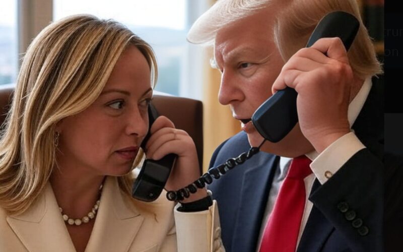 Meloni in videocollegamento con Trump e leader europei