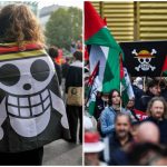 Corteo Gaza e Flottilla Teschio di One Piece diventa simbolo