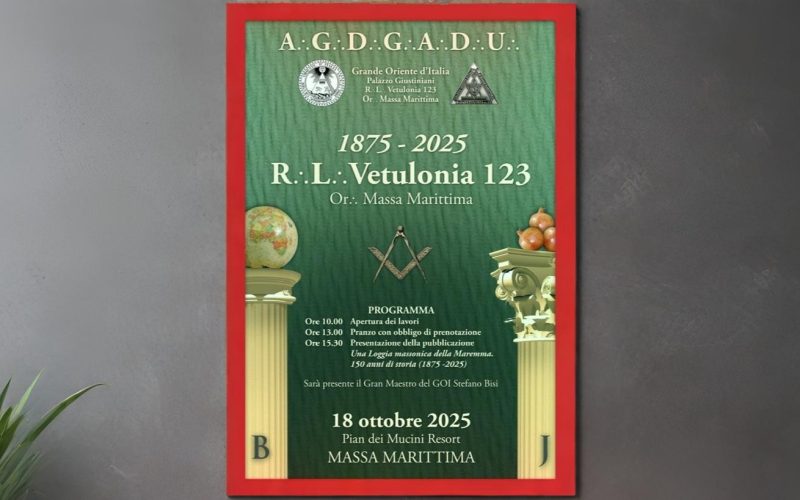 Loggia Vetulonia 123 festeggia 150 anni di storia massonica a Massa
