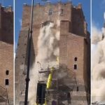 Crolla parte della Torre dei Conti, simbolo della Roma medievale